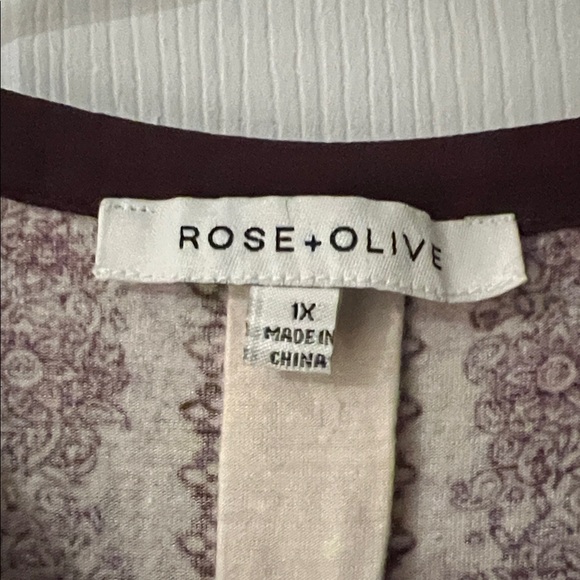 Rose & Olive Burgundy Tunic with Gold and Cream Accents - Picture 2 of 4